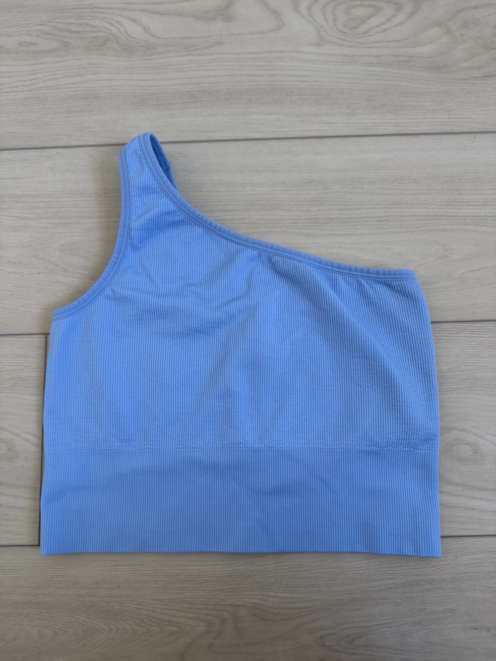 Athleta Light Blue One-Shoulder Ribbed Crop
